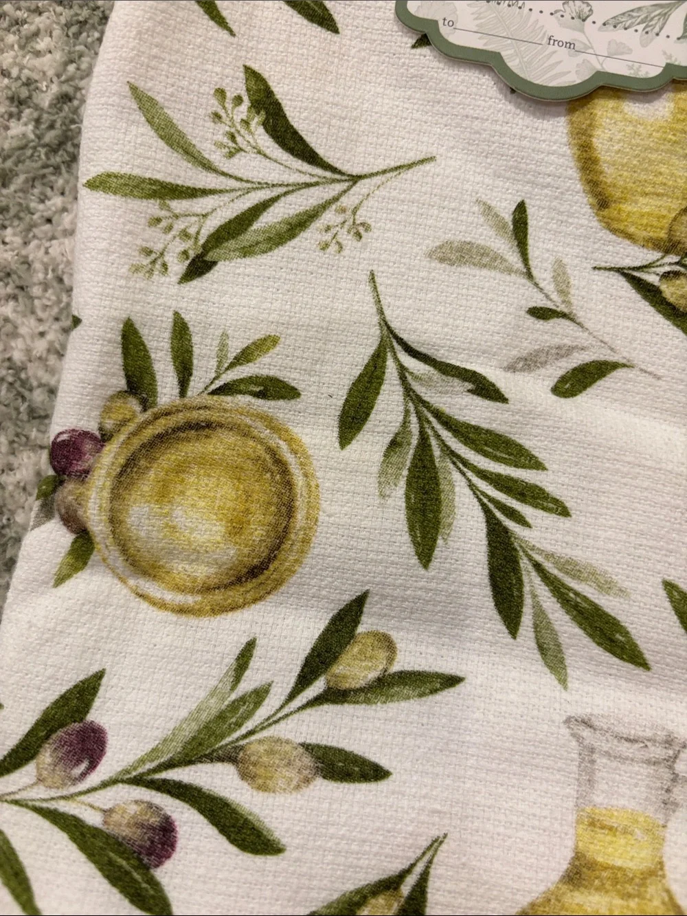 Mint & Ivy Tuscan Olives Olive Oil Botanical Kitchen Towels Set of 2 NWT Cotton